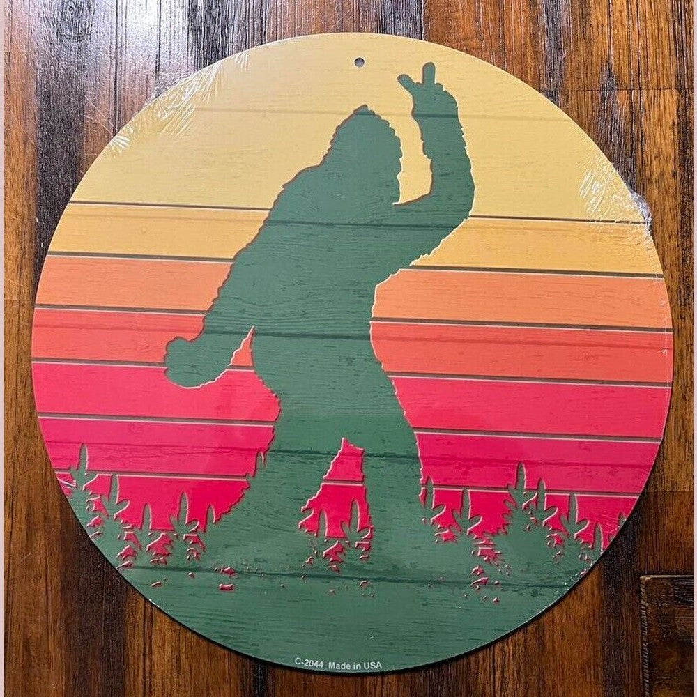 Bigfoot Peace Novelty Metal 12" Circle Sign New! Home & Garden:Home Décor:Plaques & Signs Style Your Walls